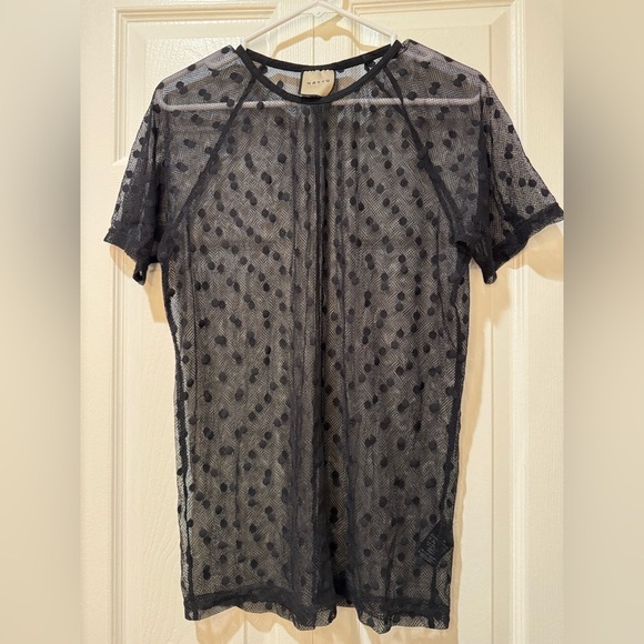 Sebastian Sheer Black Polka Dot Top. Men’s but Unisex IMO Size Medium EUC - Picture 2 of 11